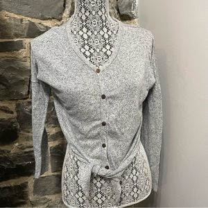 Olivia Rae V-Neck Marbled Grey Tie Up Front Sweater